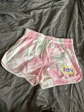 Marshalls Pink and White Tie-Dye Athletic Shorts - Rugrats Patch